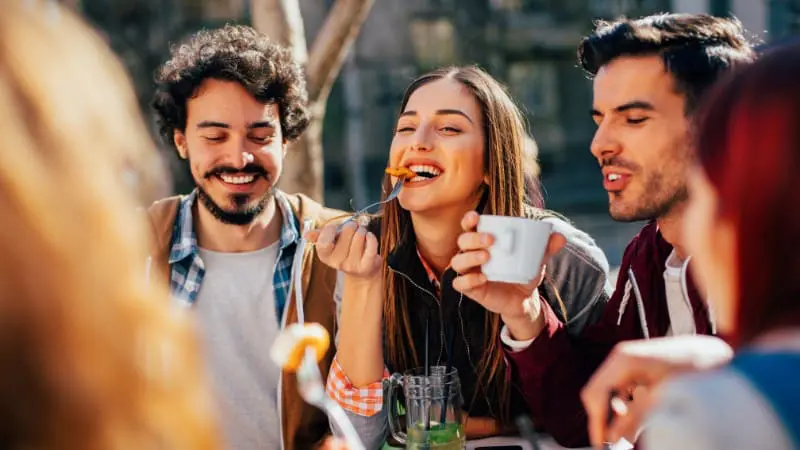 Grabbing a bite with friends - doesn't cost much in Auckland