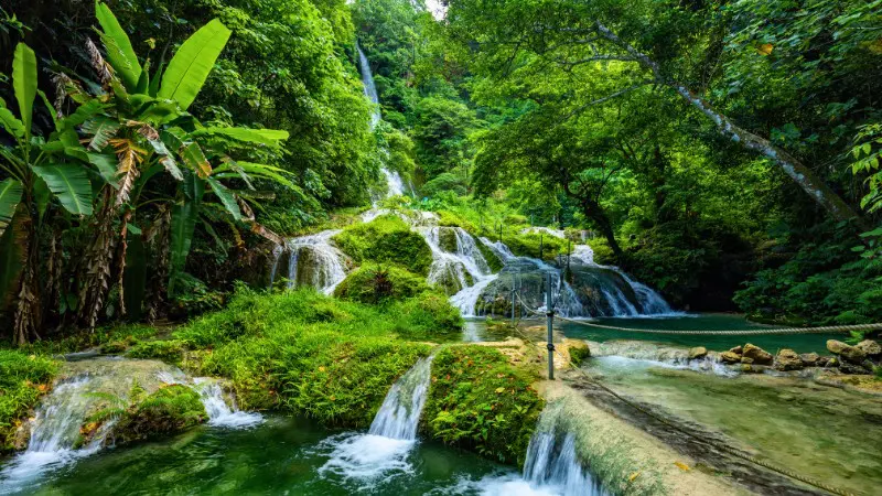 The Mele Cascades waterfall near Port Vila, a popular spot for hiking and swimming.