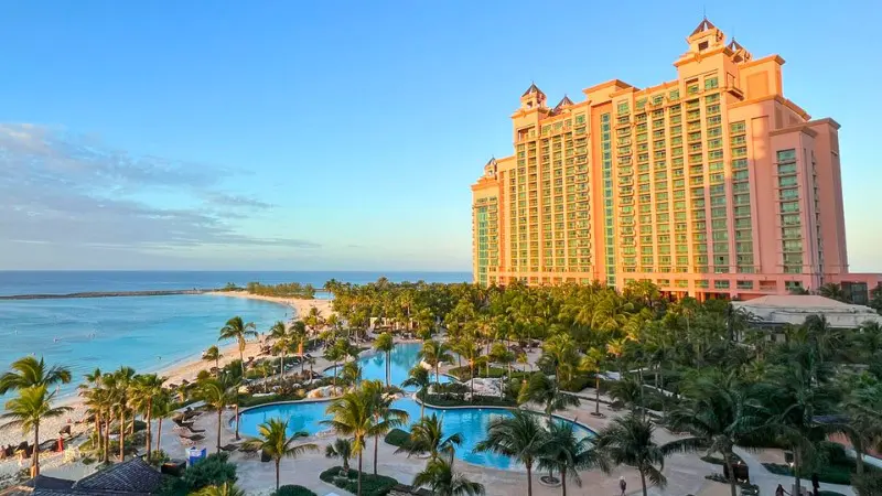 The Cove at Atlantis offers luxury suites, pools, and family-friendly beaches.