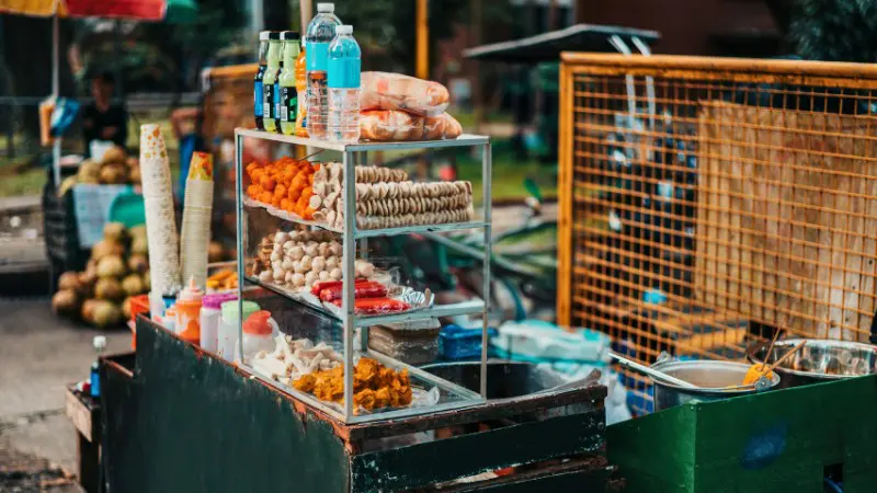 A food stall in Cebu with a variety of tasty street snacks.