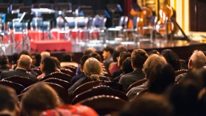 Audience in Vienna enjoying a classical concert at a top venue.