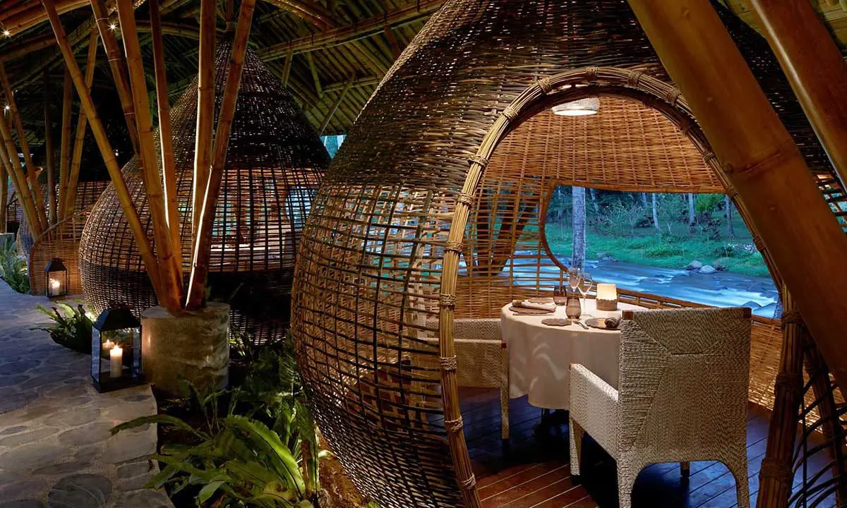 Image of dining set up with individual domes