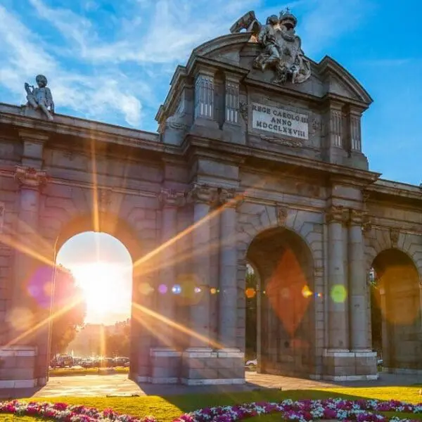 Madrid vs Barcelona - Puerta de Alcala located at Madrid, Spain