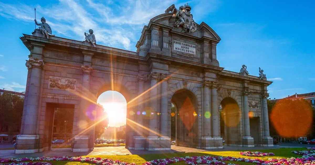 Madrid vs Barcelona - Puerta de Alcala located at Madrid, Spain