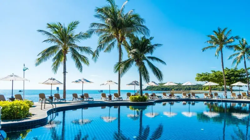 Stunning pool with ocean view at adult exclusive resorts in Fiji, offering a tranquil escape.