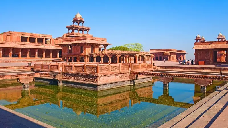 Fatehpur Sikri, is a historic city near Agra, featuring the stunning Panch Mahal palace complex.