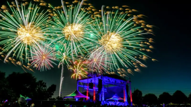 Fireworks light up the sky, an ideal spot to celebrate July 4th in 2024.