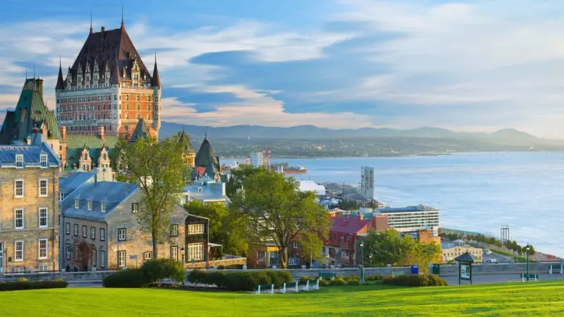 Chateau Frontenac overlooks Quebec City, a top Canadian destination.