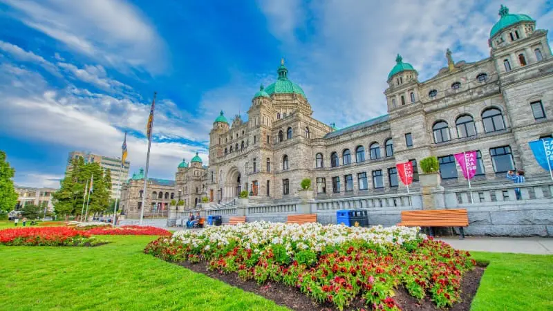 Parliament Buildings welcome visitors to Victoria, British Columbia.
