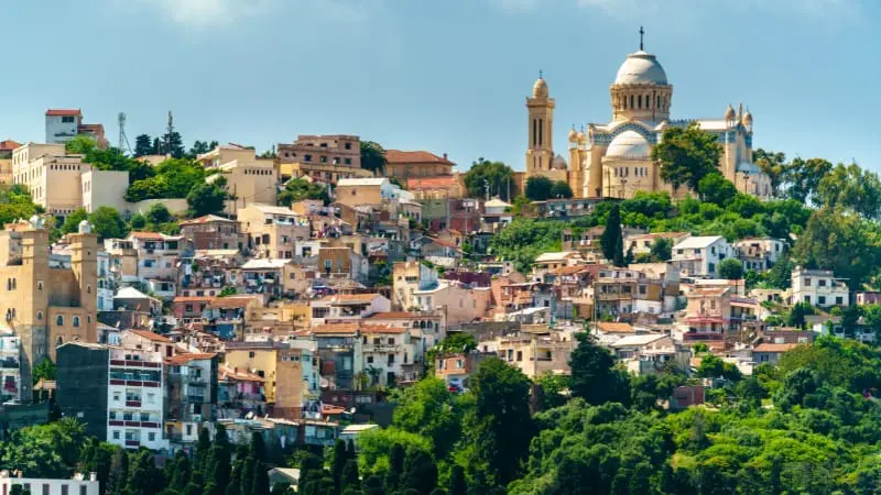 Houses on the hills of Casbah Algiers, showcasing the unique architecture of this UNESCO site.