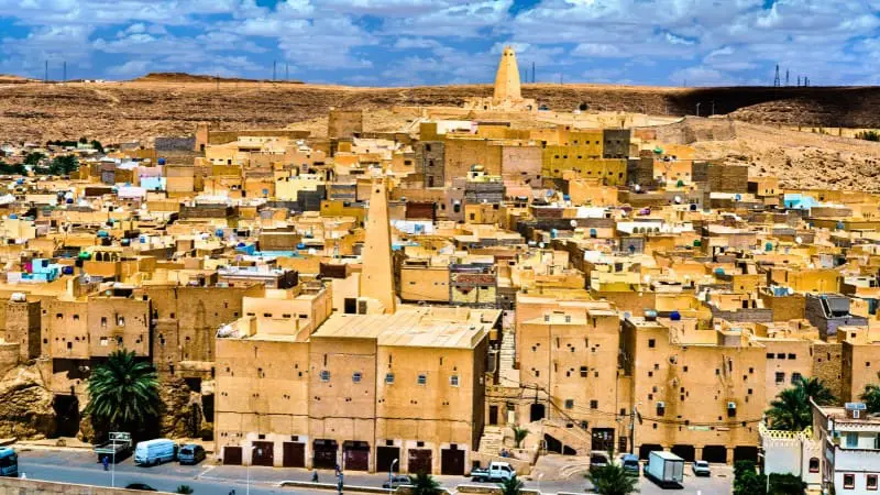 The golden-hued desert town of Ghardaïa, is a attraction in Algeria's M'zab Valley.
