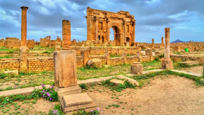 The well-preserved Roman ruins of Timgad offer a glimpse into Algeria's ancient past.