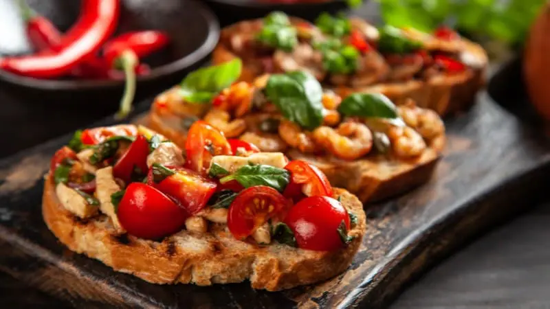 Mouth-watering bruschetta served in Seminyak's finest restaurants.
