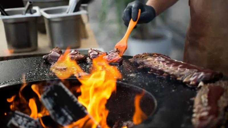 Grilling ribs at the Berlin Harvest Festival and Rib Cook-Off in Berlin, Ohio.