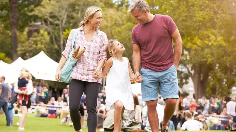 Family enjoying outdoor activities at the Berlin Summer Spectacular in Berlin, Ohio.