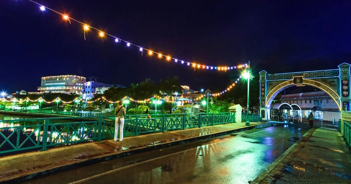 Things to do in Bridgetown, Barbados - Vibrant nightlife on Chamberlain Bridge.