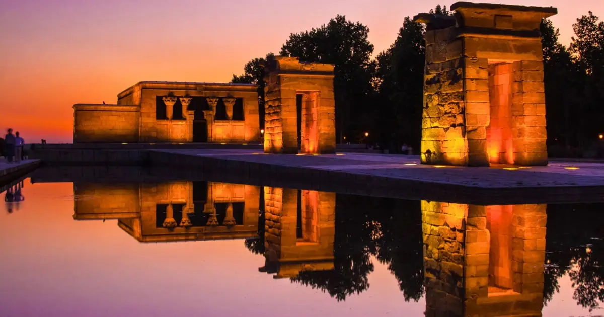 Templo de Debod in Madrid, offering stunning views especially at sunset.