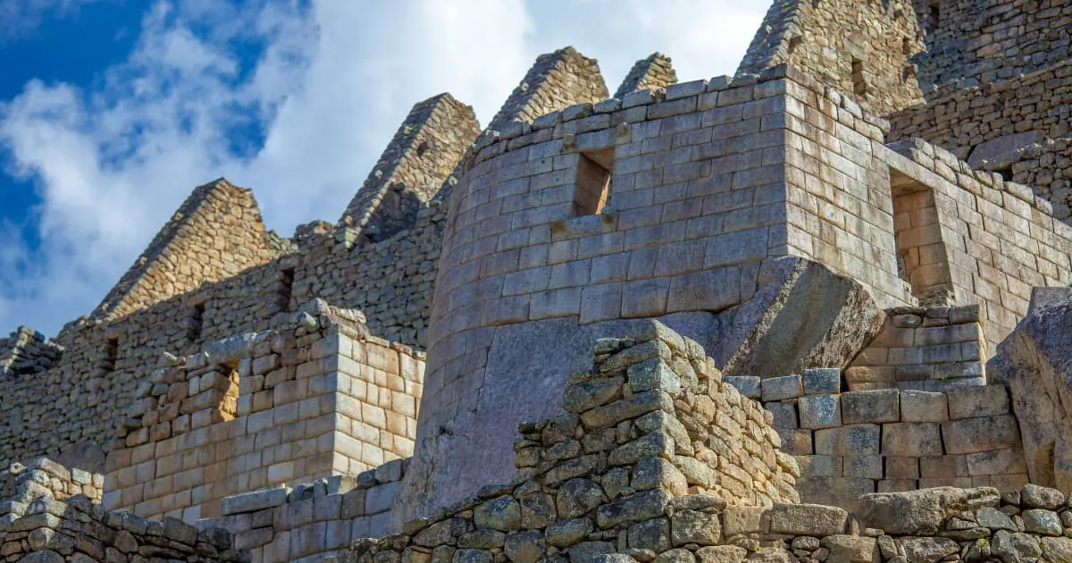 A view showing more than 150 ancient stone buildings of Machu Picchu.