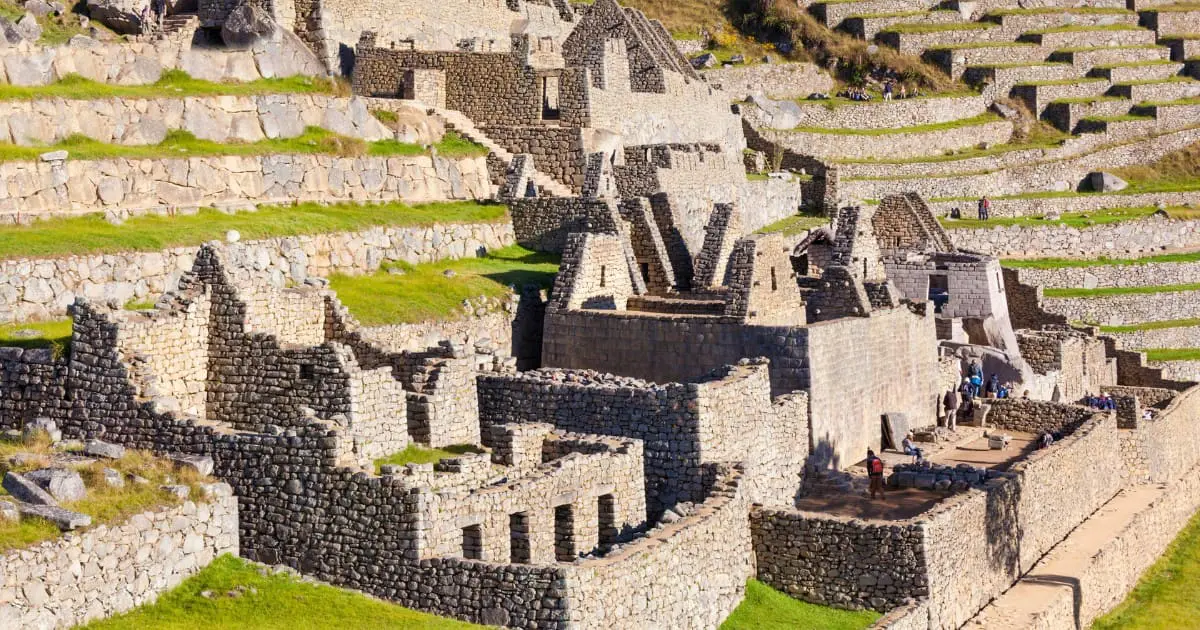 Close-up of Machu Picchu stones fitting perfectly without mortar.