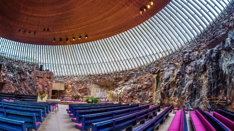 Temppeliaukio Church, another attraction near the Sibelius Monument.