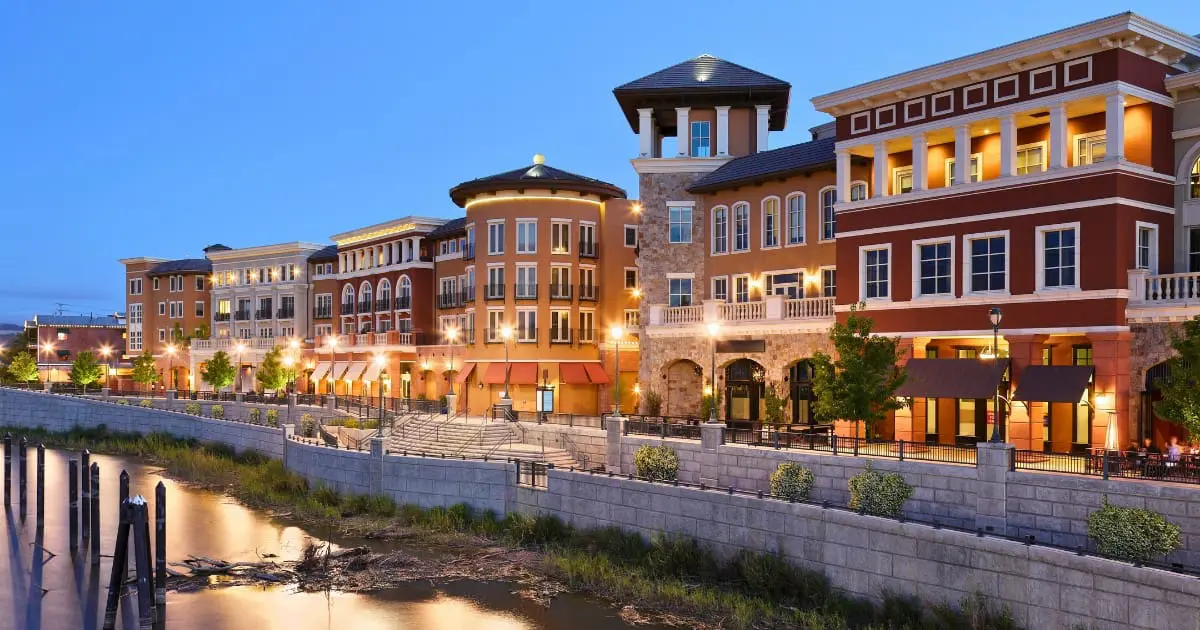 Things to do in Downtown Napa - Evening view of downtown Napa buildings.