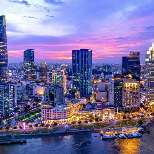 Unusual Things To Do In Ho Chi Minh City - Aerial view of Saigon at night.