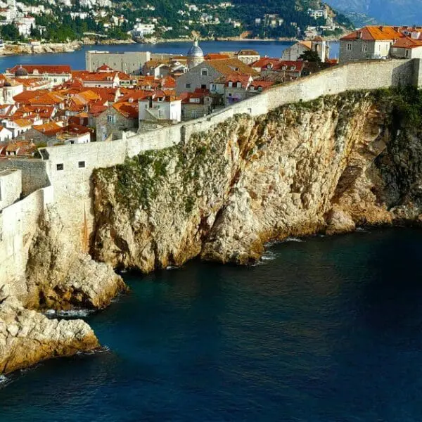 Ancient walls of Dubrovnik protect the Old Town along the Adriatic Sea.