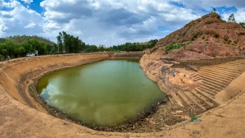 The Queen of Sheba's Bath, a historical reservoir, in Aksum, Ethiopia.