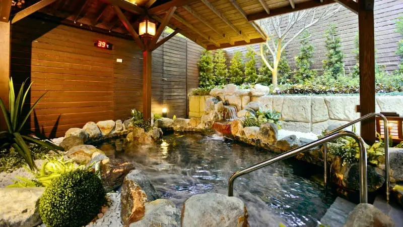 Private hot spring at Gaia Hotel in Beitou for a relaxing stay.
