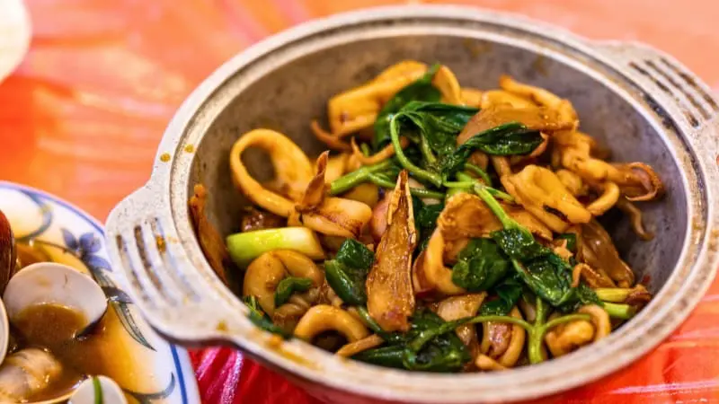 Traditional Taiwanese squid dish near Beitou Hot Springs.