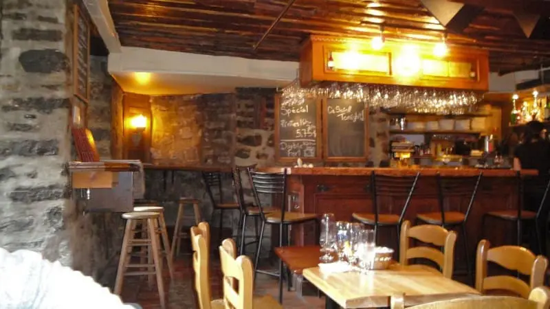 Le Pape Georges, a bar in an old stone building.