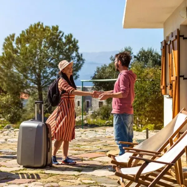 Guests greeting at charming guest houses in Port of Spain, Trinidad.