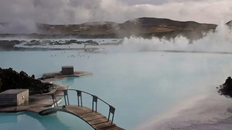 Blue Lagoon’s warm waters are inviting in the crisp autumn air.