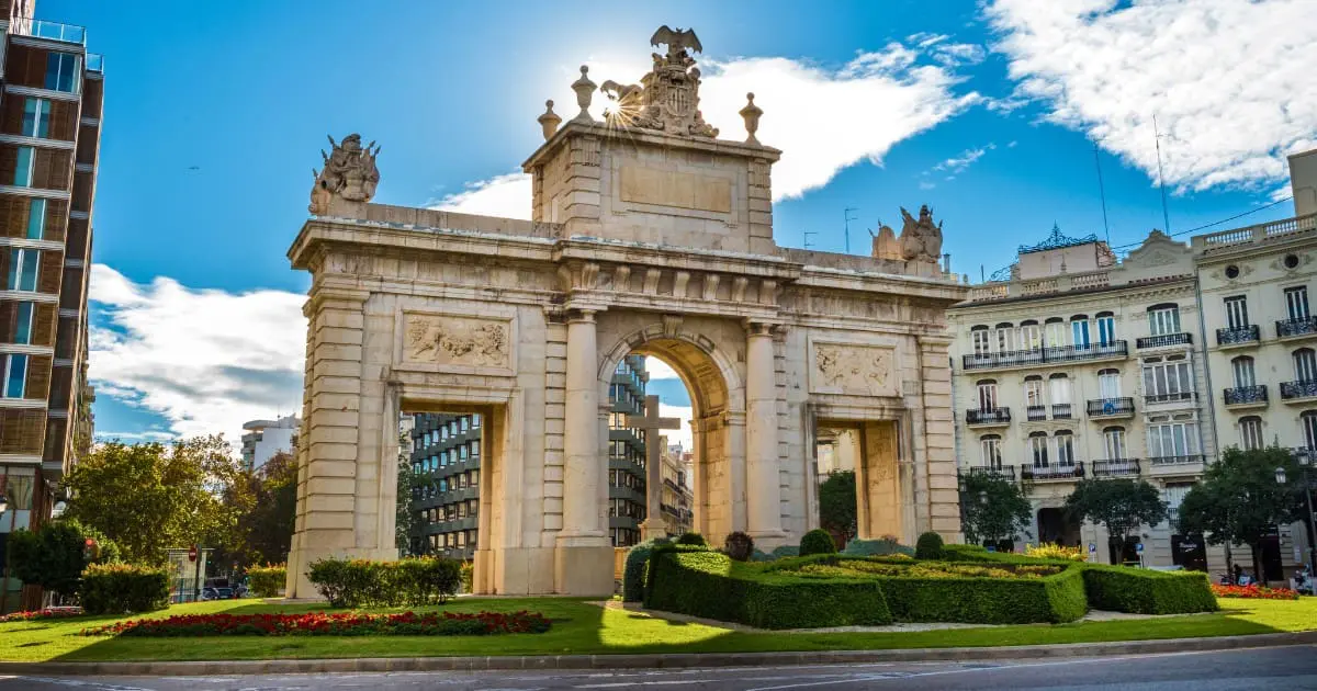 Puerta de la Mar in Old Town Valencia Spain - a symbol of the city’s past.
