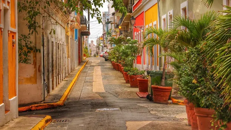 Colorful San Juan street, perfect for a romantic walk.