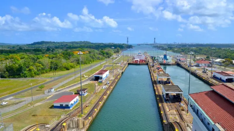 See massive ships pass through the Panama Canal's impressive locks.