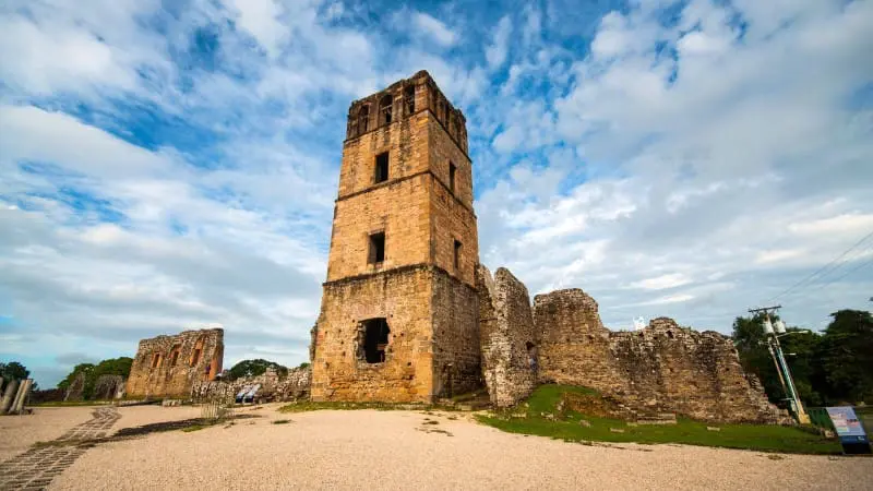 Visit Panama Viejo's historic ruins, including the ancient cathedral tower.