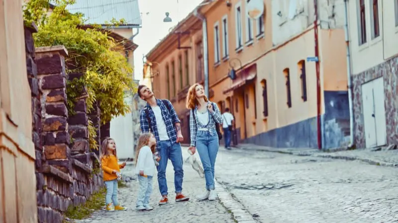 Family exploring Zagreb streets, one of the top places to visit in the city.