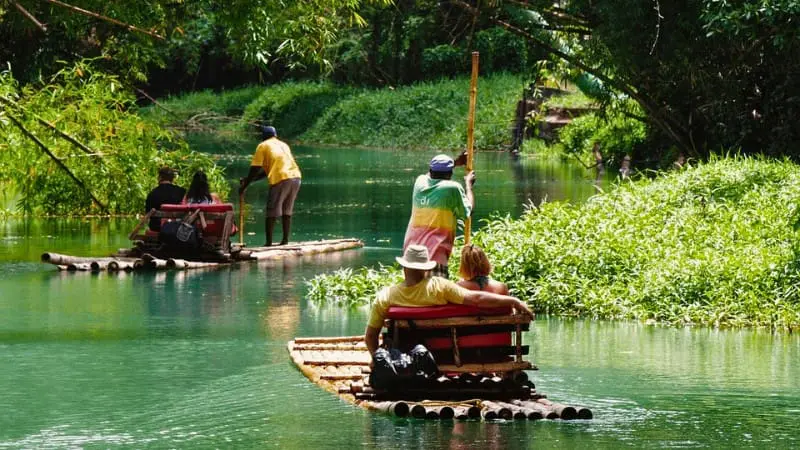First-timers can enjoy bamboo rafting on Montego Bay's Martha Brae River.