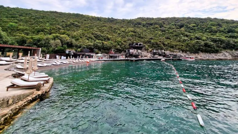 Dobrec Beach, a secluded Montenegro spot accessible only by boat.
