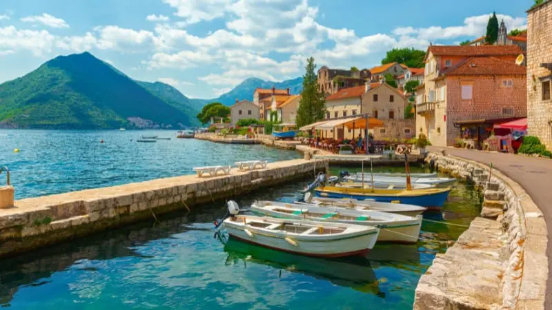 Perast Beach with stunning Bay of Kotor views, perfect for a peaceful retreat.