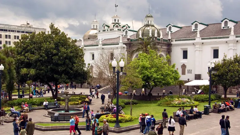Plaza Grande, the heart of Quito’s historic center, filled with colonial landmarks.
