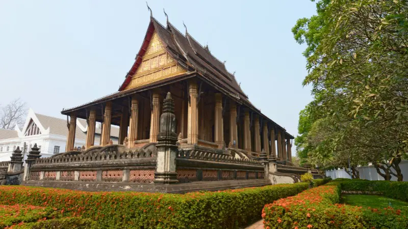 Admire the historic Ho Phra Keo Temple in Vientiane, once home to the Emerald Buddha.