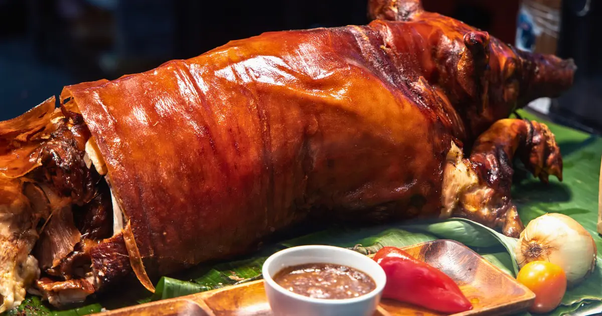 Cebu’s famous Lechon, slow-roasted pig, is a popular specialty.