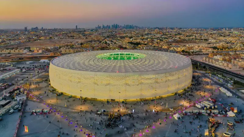 Al Thumama Stadium’s circular design mimics the Arab gahfiya cap.