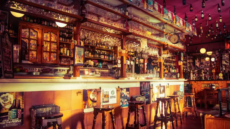 Classic bar with warm lighting, perfect for nightlife in Nicosia city center.