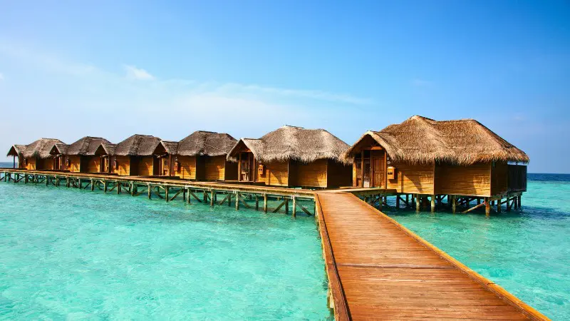 Riu Atoll’s budget water villas in Maldives with beautiful turquoise lagoon views.