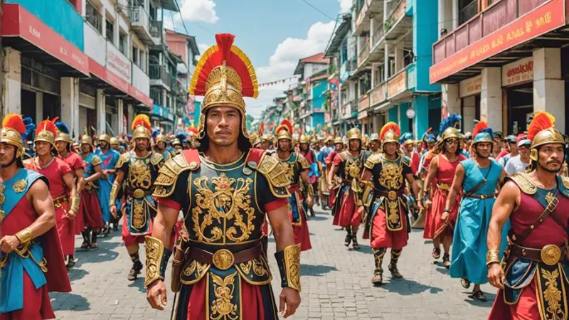 Festivals in the Philippines: People dressed as Roman soldiers at Moriones