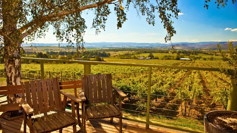 Outdoor seating area at Golding Wines in Adelaide Hills, ideal for wine tasting.
