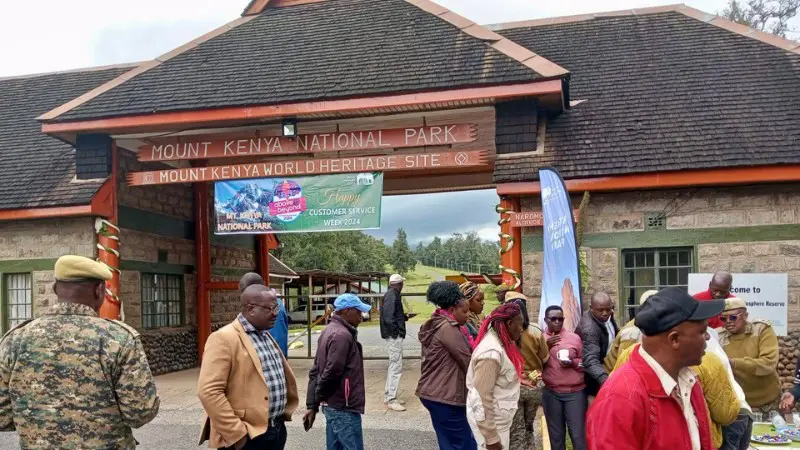 Mt Kenya park entrance where climbers begin their journey to the summit.